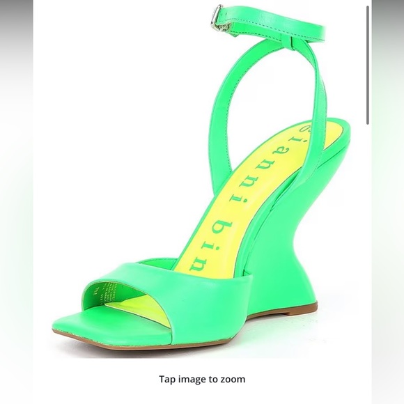 6.5 Rhonda Leather Square Toe Curved Wedge Dress Sandals - Picture 3 of 4